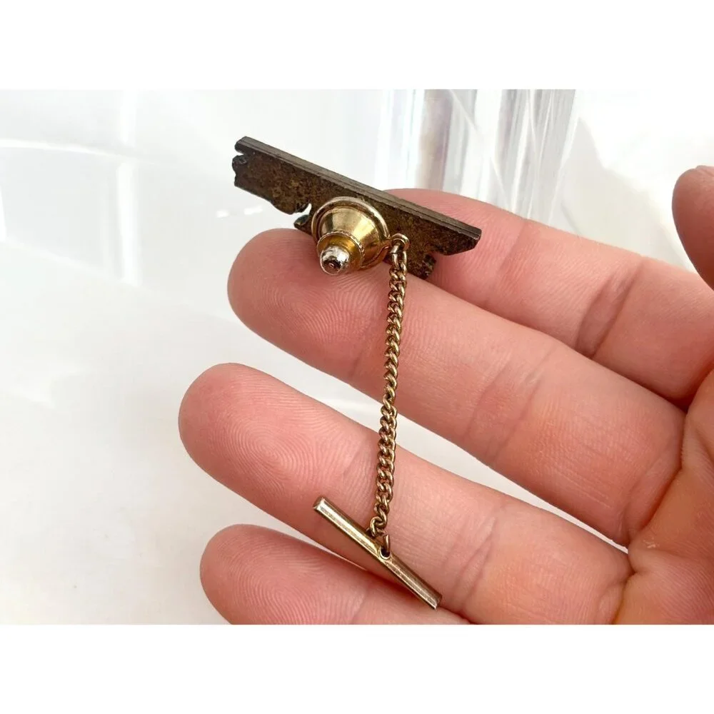 Locomotive Train Brass Toned Vintage Men's Tie Tack